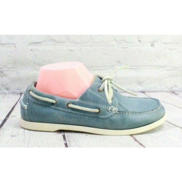 L.L. Bean Shoes - LL Bean Blue Suede Boat Moccasin Rubber Sole Loafer Shoes Size 7